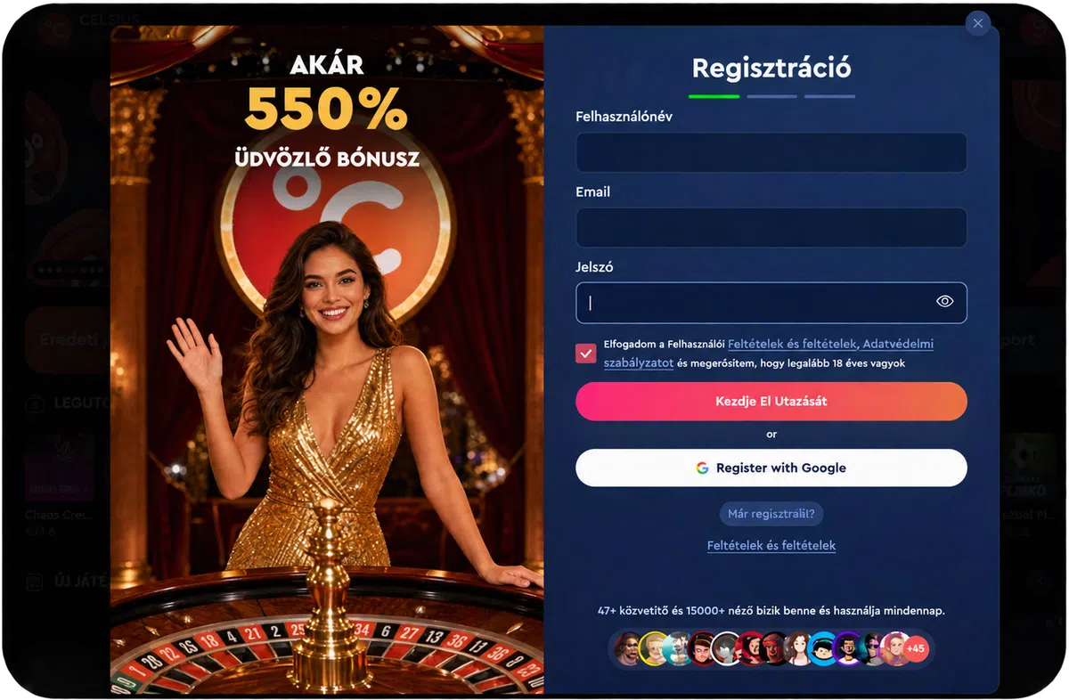 Celsius Casino Fiók létrehozása